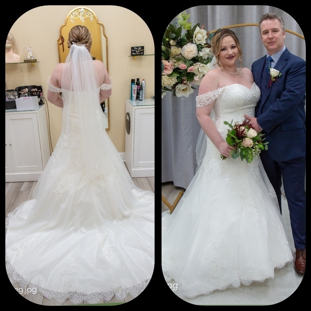 ANNA SORRANO "SUZETTE" STRAPLESS WEDDING GOWN WITH CHANTILLY EYELASH HEM